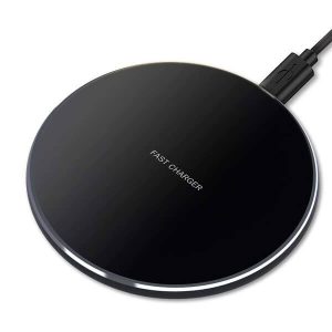 Black 10W Qi Wireless Charging Pad for iPhone, Samsung Galaxy, Google, Oppo, Huawei, LG, Xiaomi