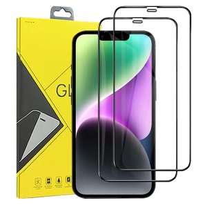 Best Tempered Apple iPhone 14 Tempered Glass Protector-Complete Screen Coverage, Protective Film in Black [Bundle of 2]