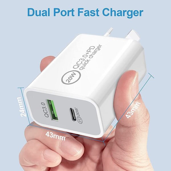 Best White USB+PD Wall Charger Adapter with 25W Fast Charging for Phones, Tablets, iPads, iPhones - Image 4