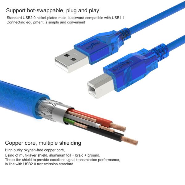 New USB Printer Cable Connectors 3-foot USB 2.0 Cable with USB-A to USB-B Connectors for High-Speed Data Transfer - Image 5