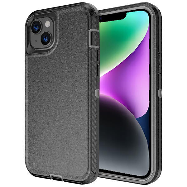 Heavy-Duty Rugged Shockproof Black Defender Case for Apple iPhone 14 – Designed for Durability and Drop Resistance
