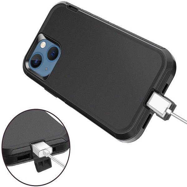 Heavy-Duty Rugged Shockproof Black Defender Case for Apple iPhone 14 – Designed for Durability and Drop Resistance - Image 3