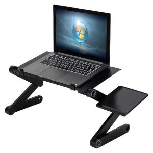 Foldable Notebook Bed Tray with Adjustable Laptop Vented Table and Computer Desk Stand(Black)