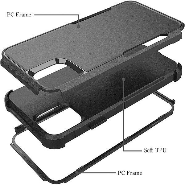 3in1 Case for Apple iPhone 14: Black Robust Defender Tradies Hybrid Armor, Built to Withstand Drops, Heavy-Duty Ruggedness, and Shockproof Protection - Image 3