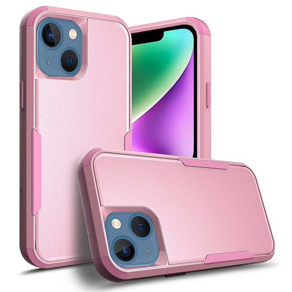 Rose Gold Tough Armor Hybrid Defender Ultimate Protective Cover for Apple iPhone 14 - 3-in-1 Durable, Shockproof, and Heavy-Duty Protection for Tradies
