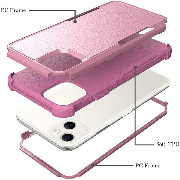 Best 3-in-1 Rose Gold Tough Armor Hybrid Defender Ultimate Protective Cover for Apple iPhone 14 - Image 3