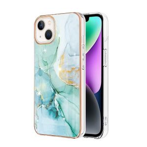 Best Green  Flower Pattern Marble Case for Apple iPhone 14-Slim Design with Enhanced Camera and Screen Protection, Ideal for Girls and Women