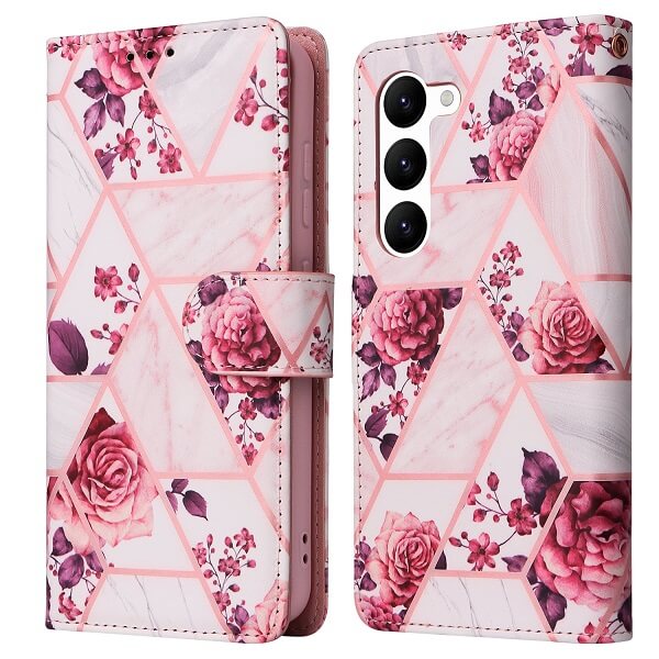 Best Rose Gold Gilding Wallet Leather Case Flip Cover with Card Holder for Samsung Galaxy S23 Marble Wallet Case - Image 4