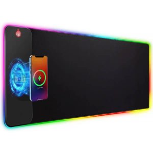 Illuminated Wireless Charging RGB Gaming Mouse Pad for Mobile Phones and PCs