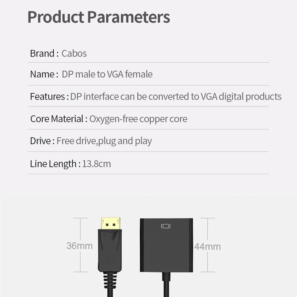 Best Black DisplayPort DP to VGA Adapter 1080P Converter Chromebox For Computer, Desktop, Laptop, PC, Monitor, Projector, HDTV - Image 8